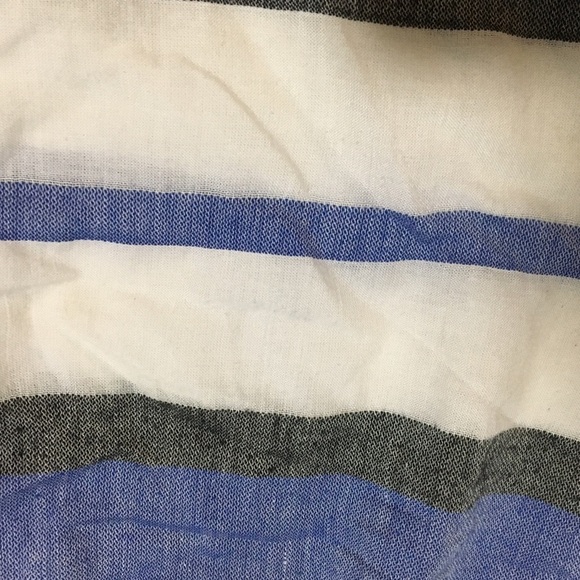 Women's Max Studio Off Shoulder Short Sleeve Striped Top Chambray Summer Blue Lg - Picture 3 of 7